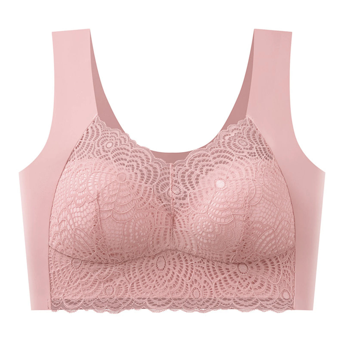 Women's Seamless Wireless Lace Bra – Wire-Free Half Cup Support