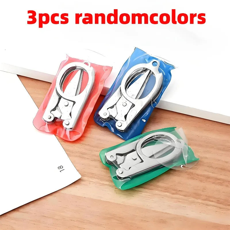 3-Pack Folding Stainless Steel Pocket Scissors with Key Ring