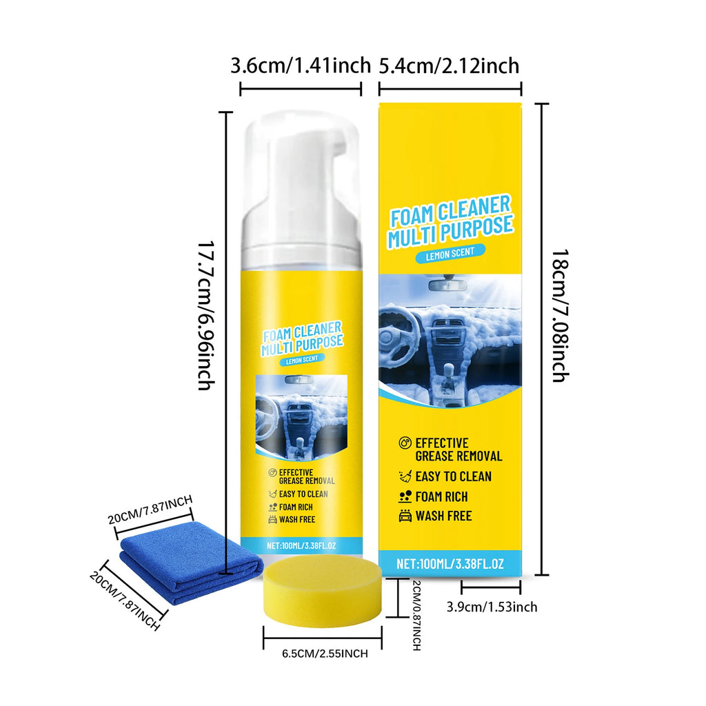 Car Leather Restorer & Interior Cleaner Kit 100ml | Sponge & Towel