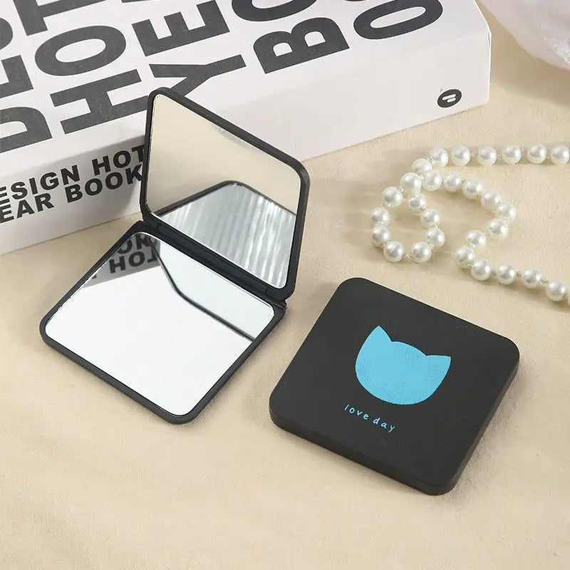 Foldable Pocket Makeup Mirror Cute Cartoon Design for Travel