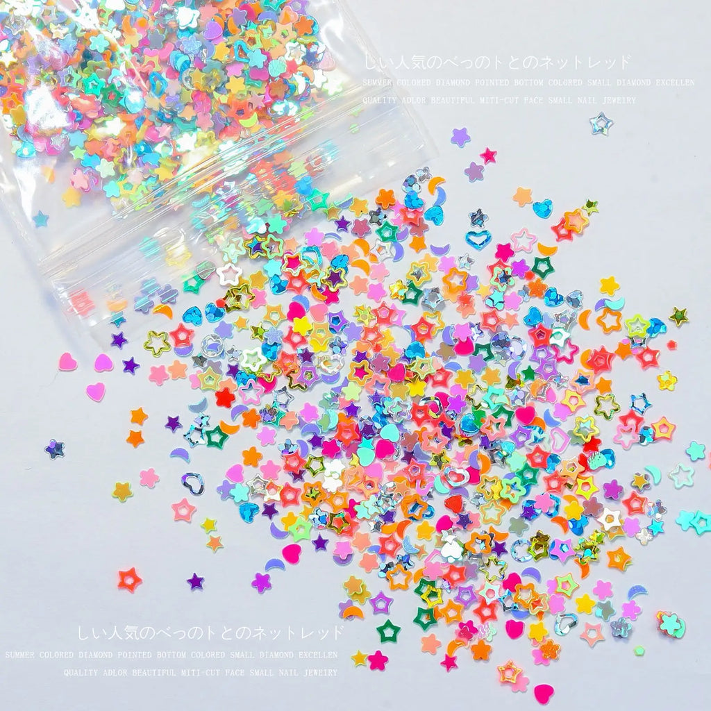 Colorful Star Shape Nail Sequins Glitter Manicure Kit