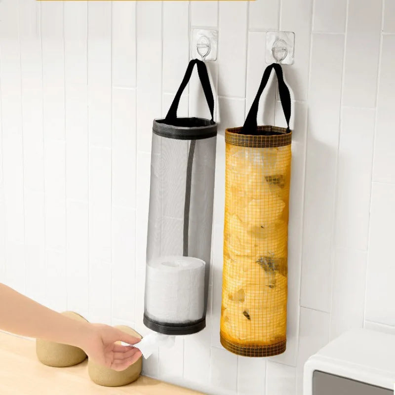 Wall Mount Mesh Bag Dispenser – Kitchen & Bathroom Organizer