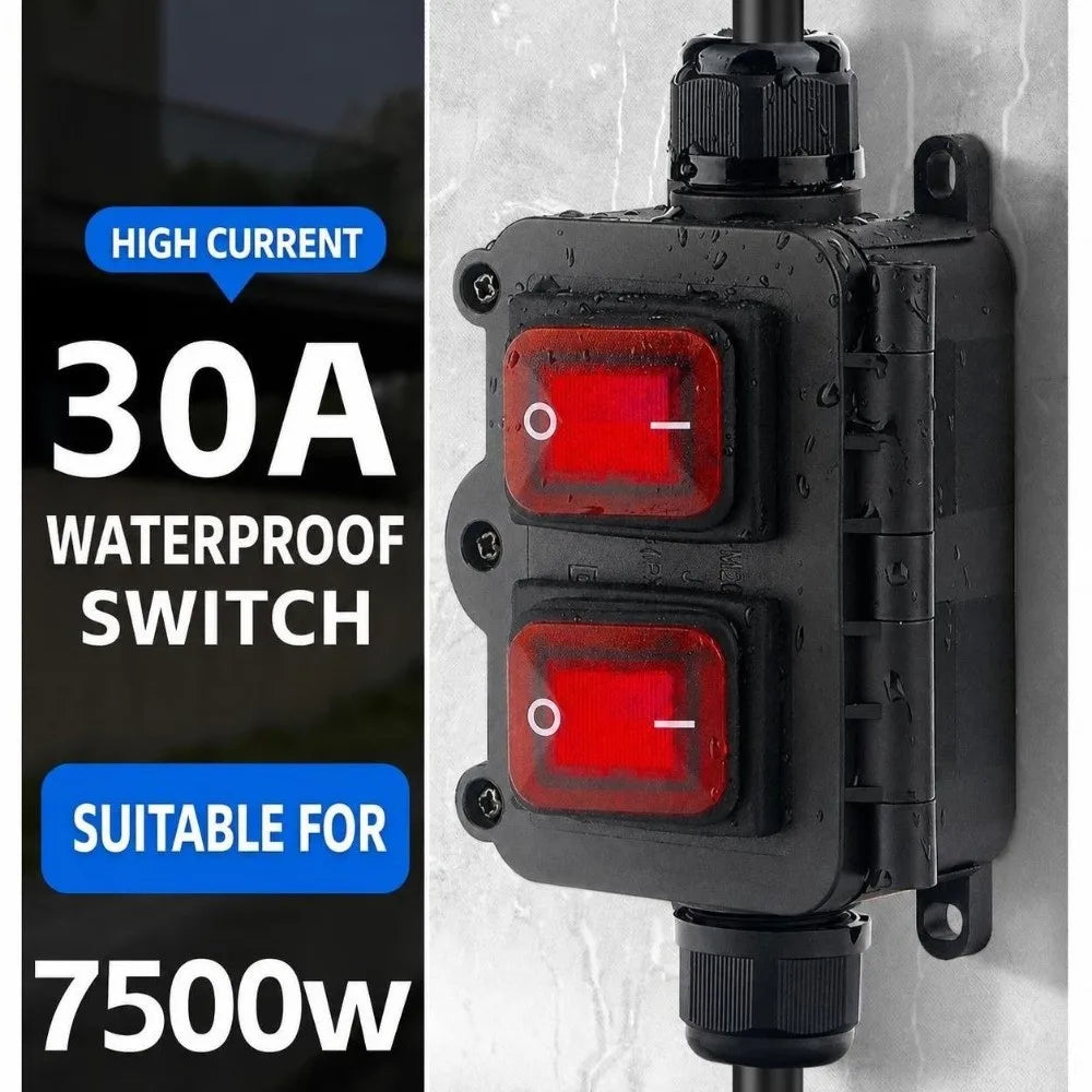IP67 Waterproof Inline Power Switch 30A 110V–220V Heavy Duty