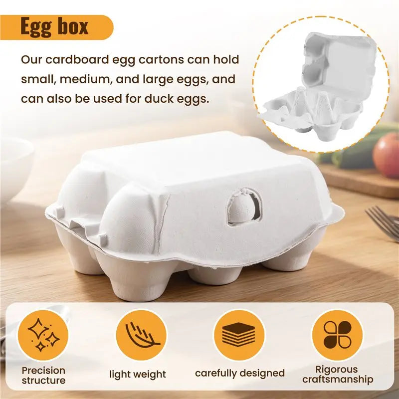 Bulk Paper Egg Cartons 6-Count Pulp Fiber Holders – 40 or 50 Pack