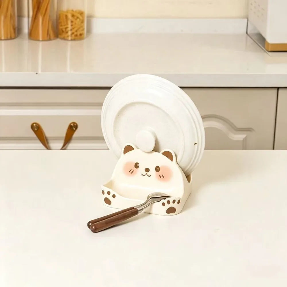 Bear Shape Pot Lid & Spatula Holder – ABS Countertop Rack