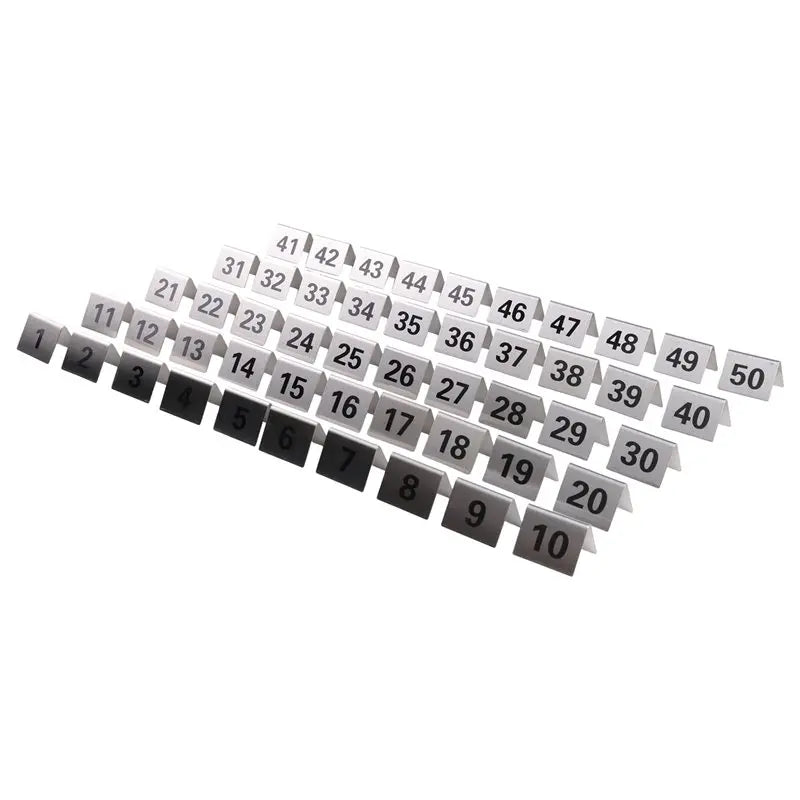 50-Pack Stackable Double-Sided Table Number Cards 1–50