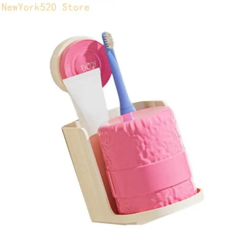 Wall Mounted Toothbrush Holder Suction Cup & Drainage Tray