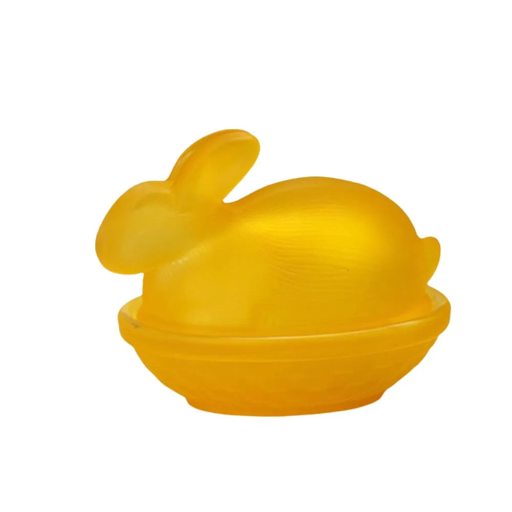 Rabbit-Shaped Crystal Glass Candy Dish with Lid – Easter Décor