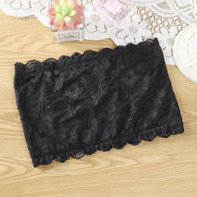 Women's Strapless Lace Bralette Tube Top – Nylon Crop Top