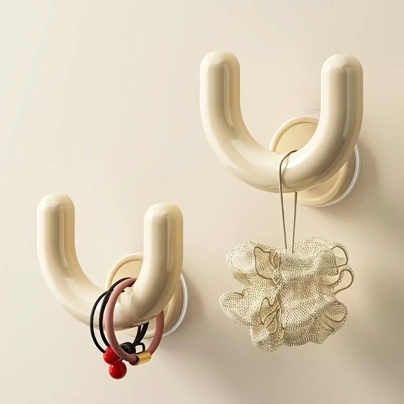Wall-Mounted Suction Cup Slipper Rack & Shoe Hook Organizer
