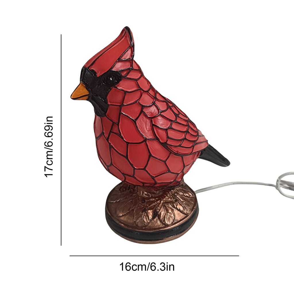 Red Cardinal Bird Table Lamp – Decorative Resin Night Light