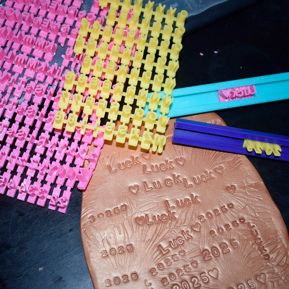 Movable Type Stamp Set – Letters, Numbers & Symbols for Clay