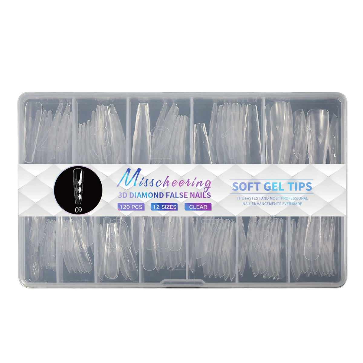 3D Diamond Press-On Nails – 120pc Full Cover Sculpted Nail Tips