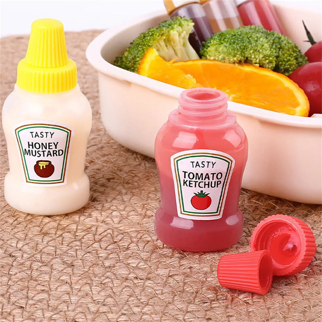 4-Pack Mini Condiment Bottles – Portable Sauce Dispensers