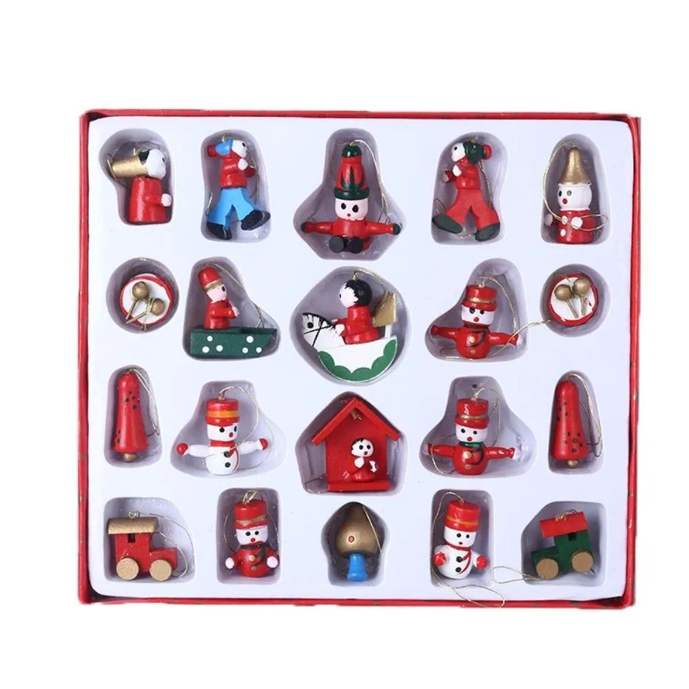 Wooden Christmas Tree Ornaments DIY Hanging Set 10–30 Pcs