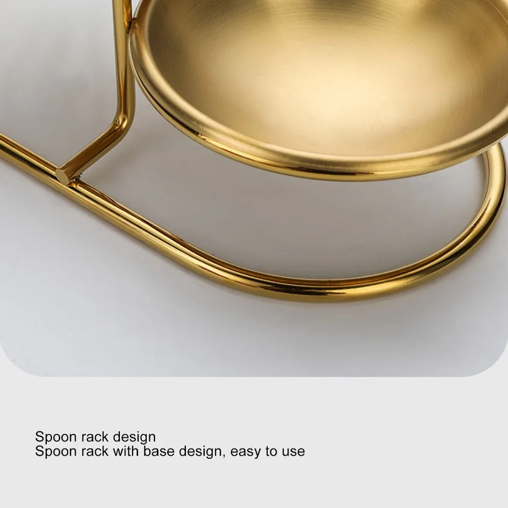 Stainless Steel Vertical Spoon Rest & Ladle Holder + Drip Plate