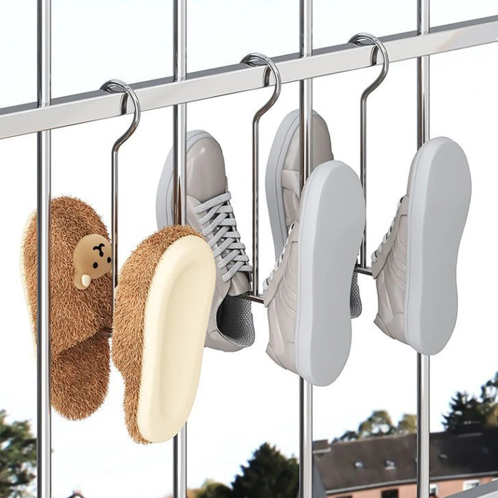 Stainless Steel Hanging Shoe Rack Double Hook – Space-Saving