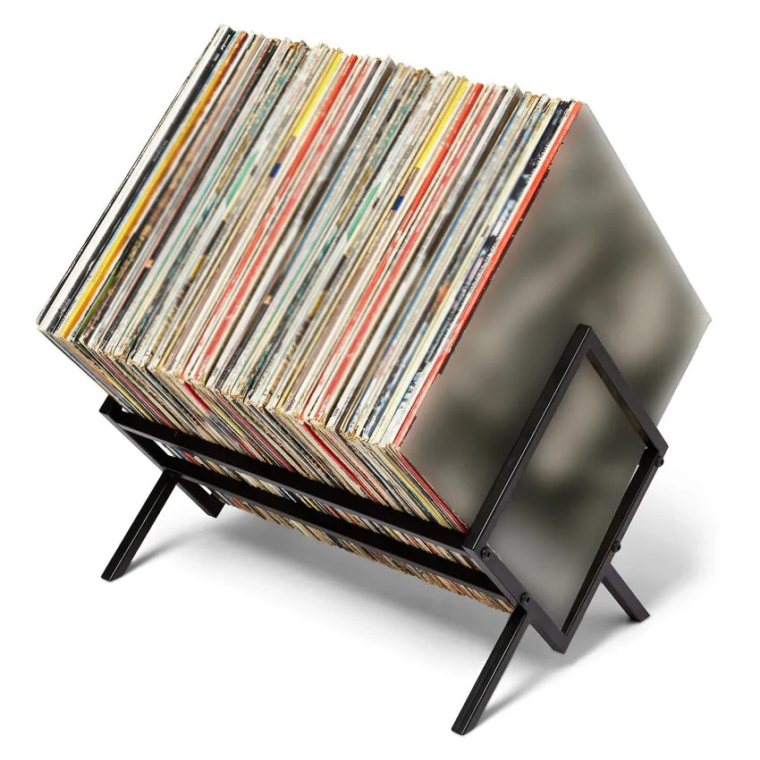 Metal Record & Magazine Storage Rack – Display Stand Organizer