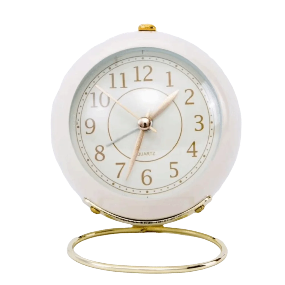 Classic Round Quartz Alarm Clock – Silent Bedside Clock