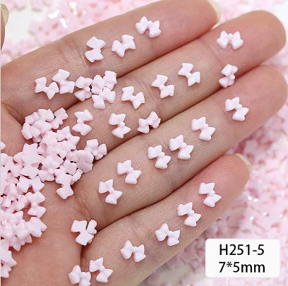 50PCS Pink 3D Bowknot Nail Art Charms – Ribbon Bow DIY Decor