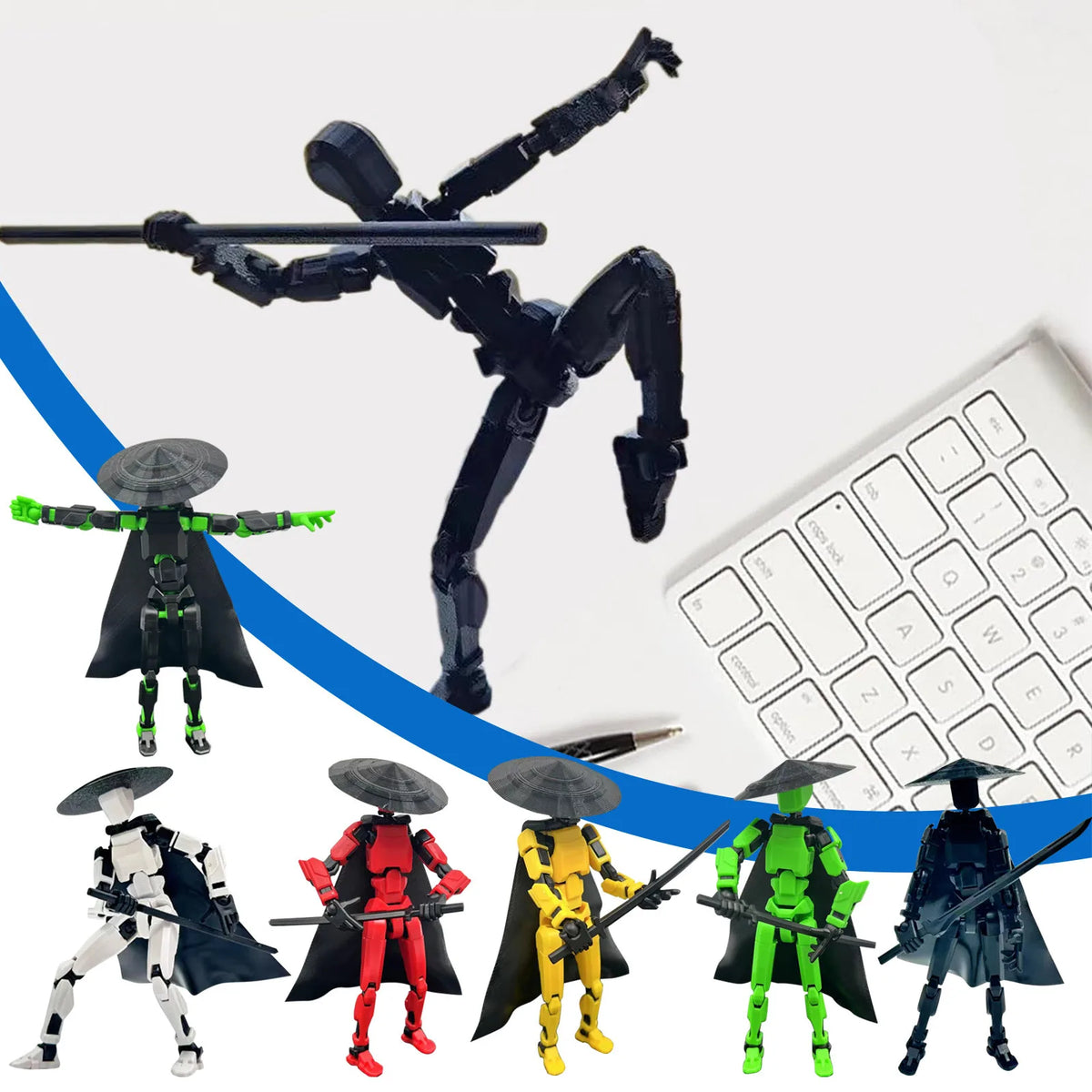 Lucky 13 3D Printed Posable Robot Action Figure + Weapons