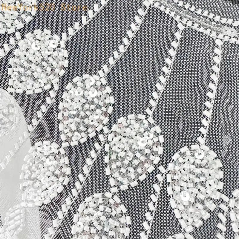 Embroidered Beaded Applique Sew-On Patch for Wedding & Evening Gown