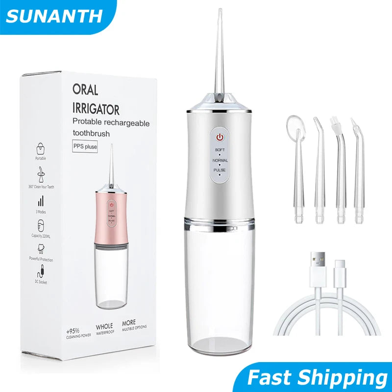 VIBE Cordless Oral Irrigator USB Rechargeable 3 Modes IPX7