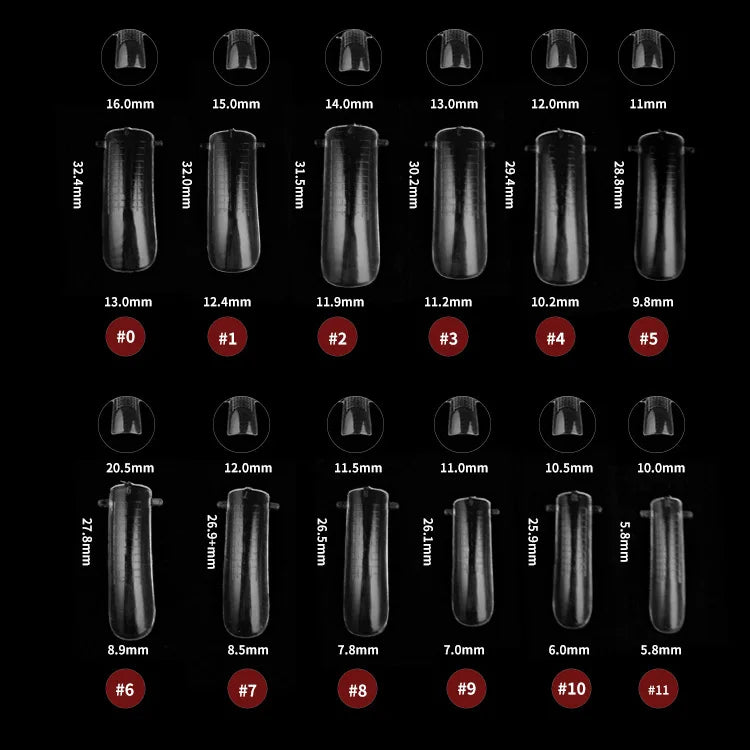 120pcs Clear Nail Tips – Coffin Almond Stiletto Full Cover Set