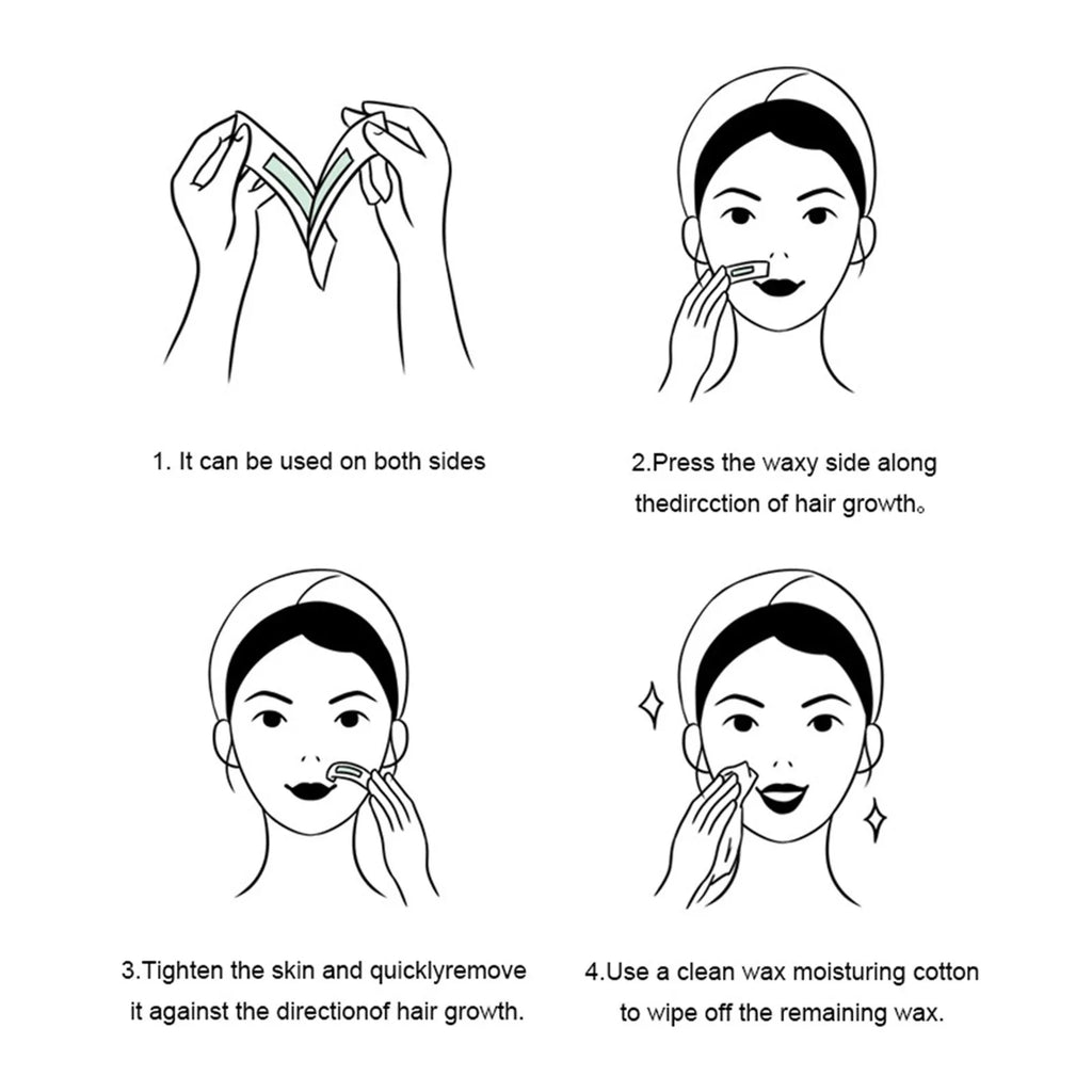 Facial Wax Strips – Hair Removal Kit for All Skin Types