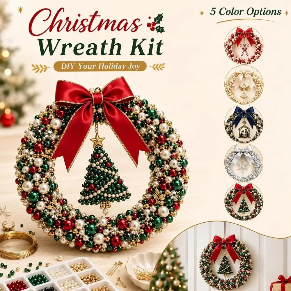 DIY Beaded Pearl Christmas Wreath Kit – 30cm Festive Craft