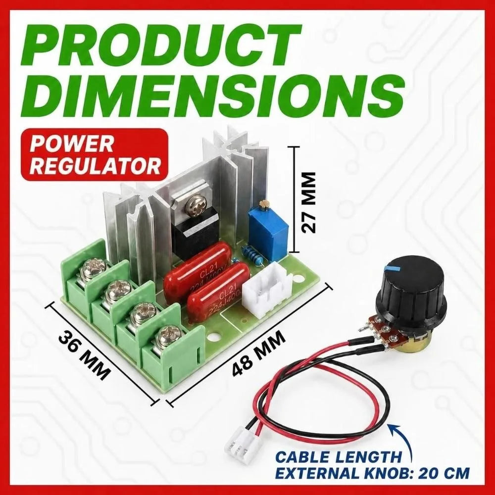 220V 2000W SCR Voltage Regulator with Remote – AC Dimmer