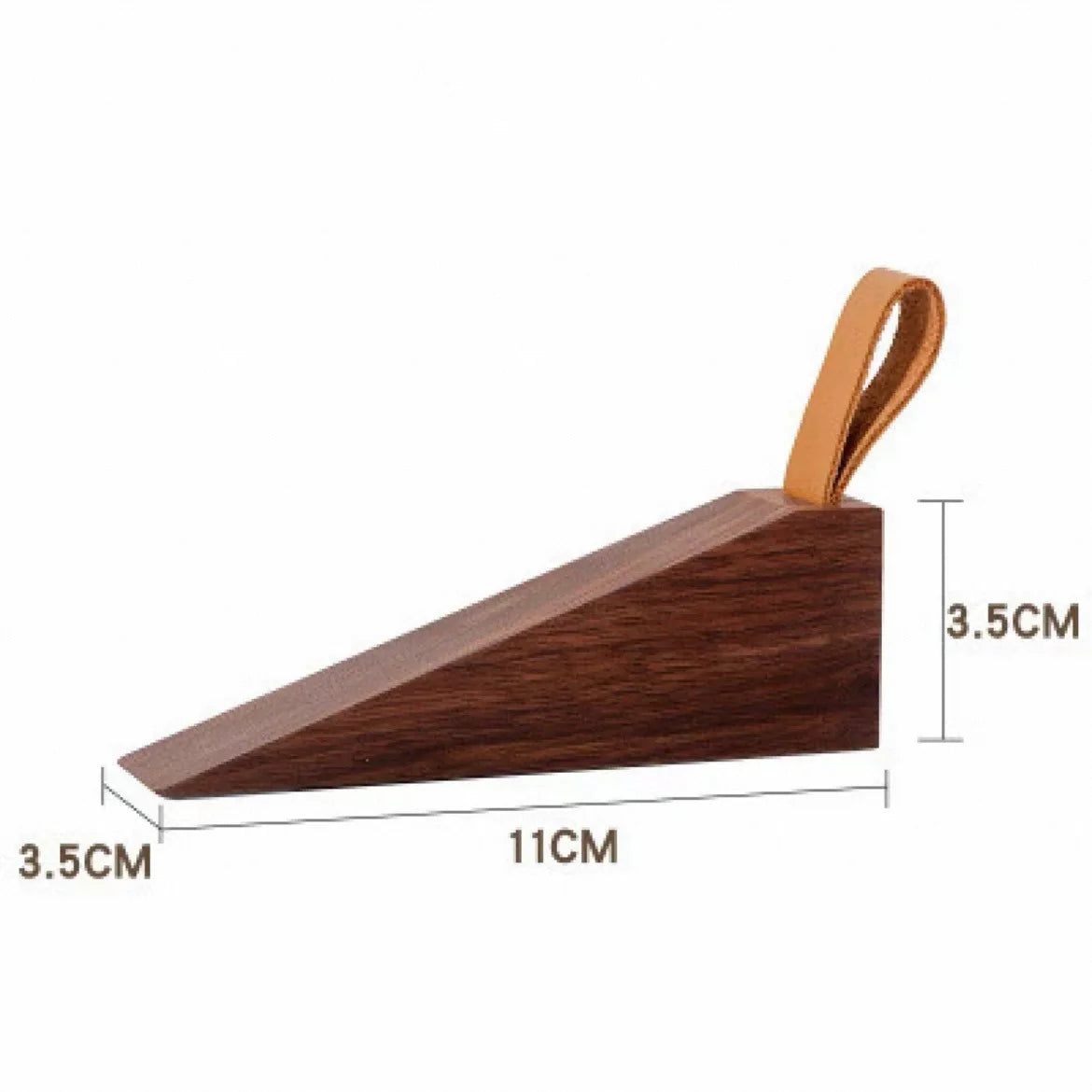Solid Wood Door Stopper Decorative Wedge with Leather Strap