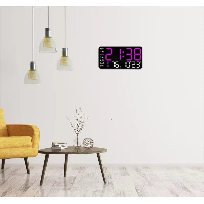 VIBE Giant LED Digital Wall Clock – Time, Temp, Date & Alarm