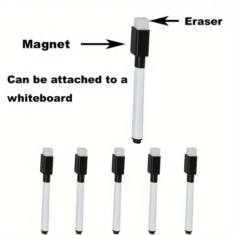 Erasable Whiteboard Markers with Built-In Eraser – 5/10 Pack