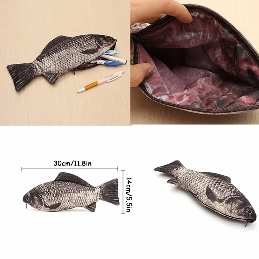 Realistic Fish Shape Pencil Case & Novelty Makeup Pouch | Carp Bag