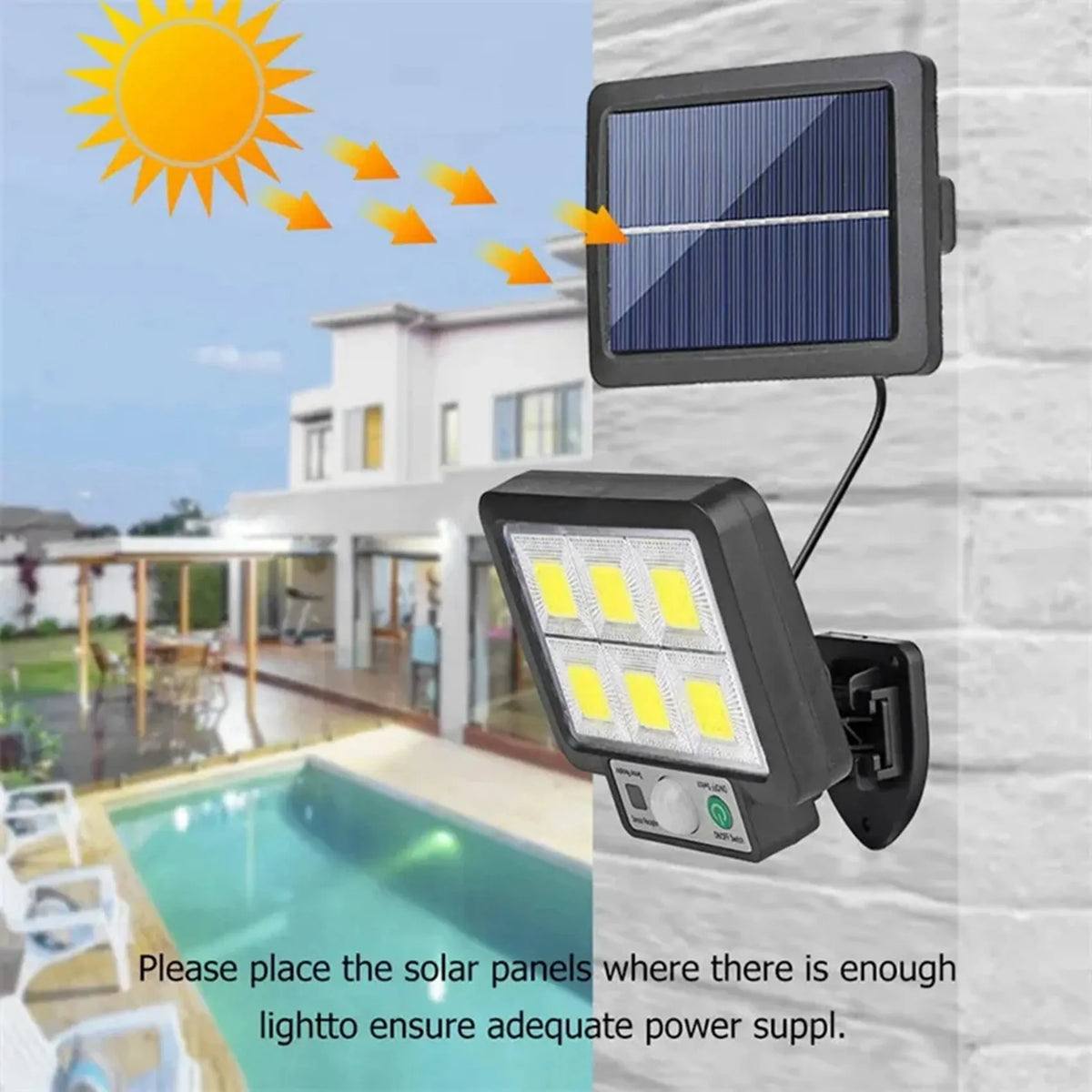 Solar LED Wall Lamp 3-Mode Motion Sensor Outdoor Light 2-Pack
