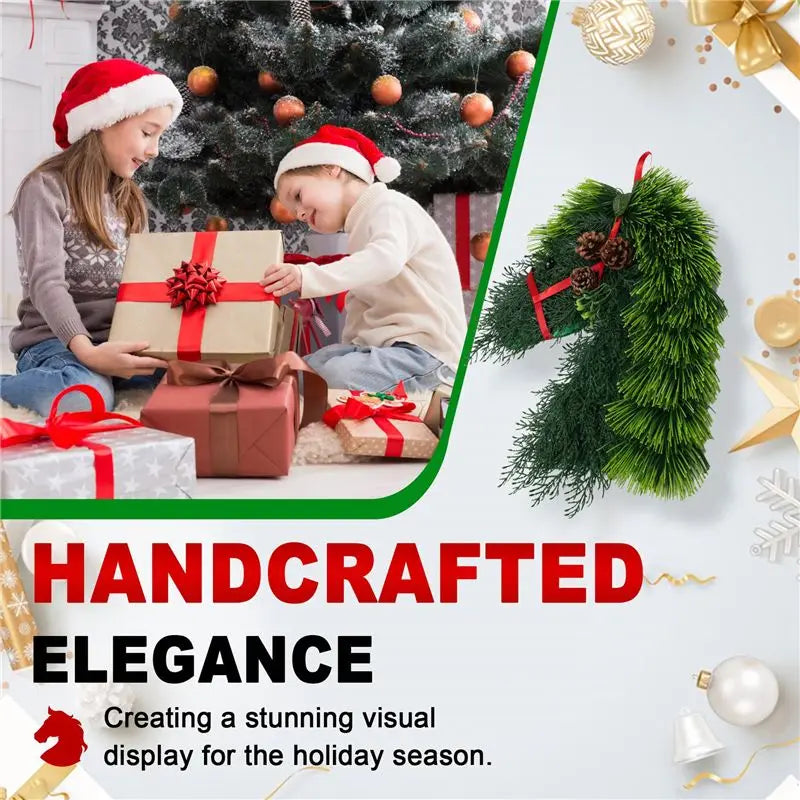 Horse Head Wreath Front Door Christmas Holiday Decoration