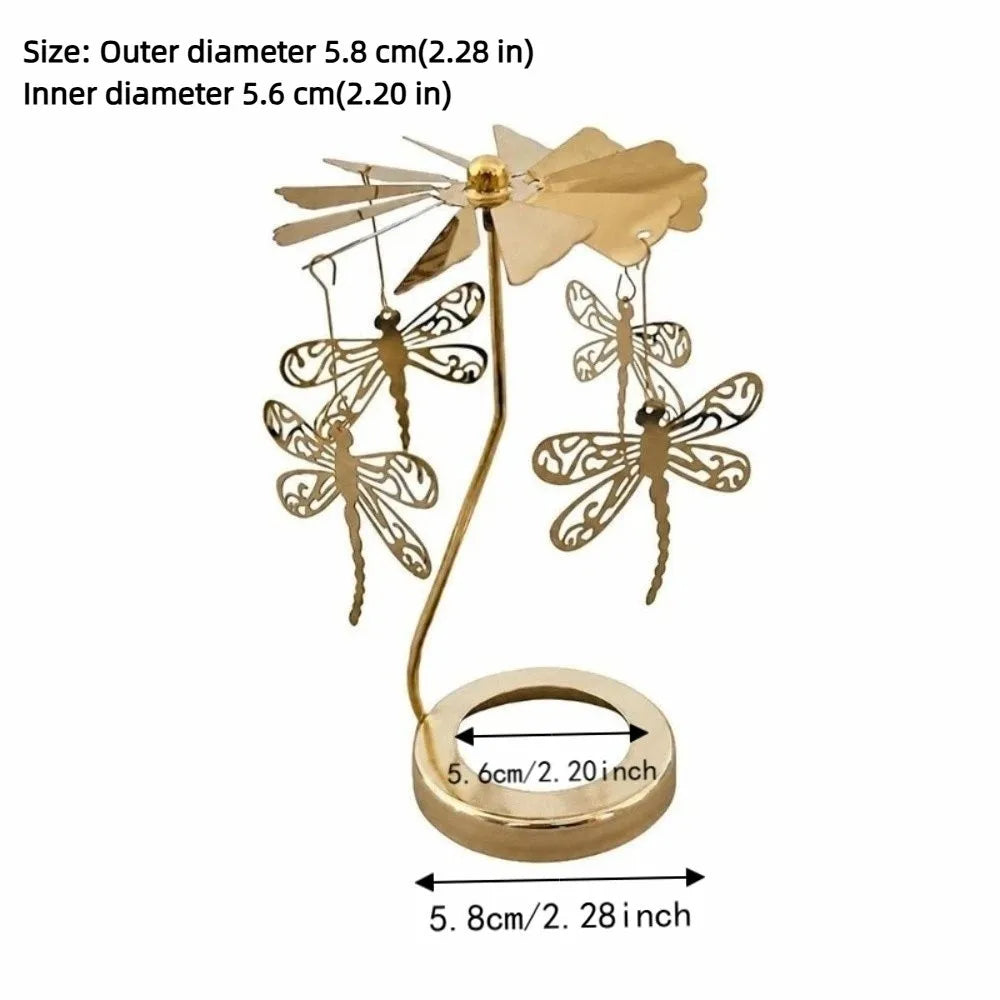Gold Metal Rotating Candle Holder Carousel Spinner Topper