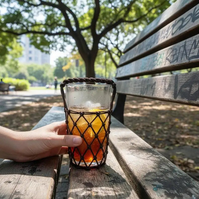 Woven Mesh Cup Holder Bag – Lightweight for Travel & Outdoors
