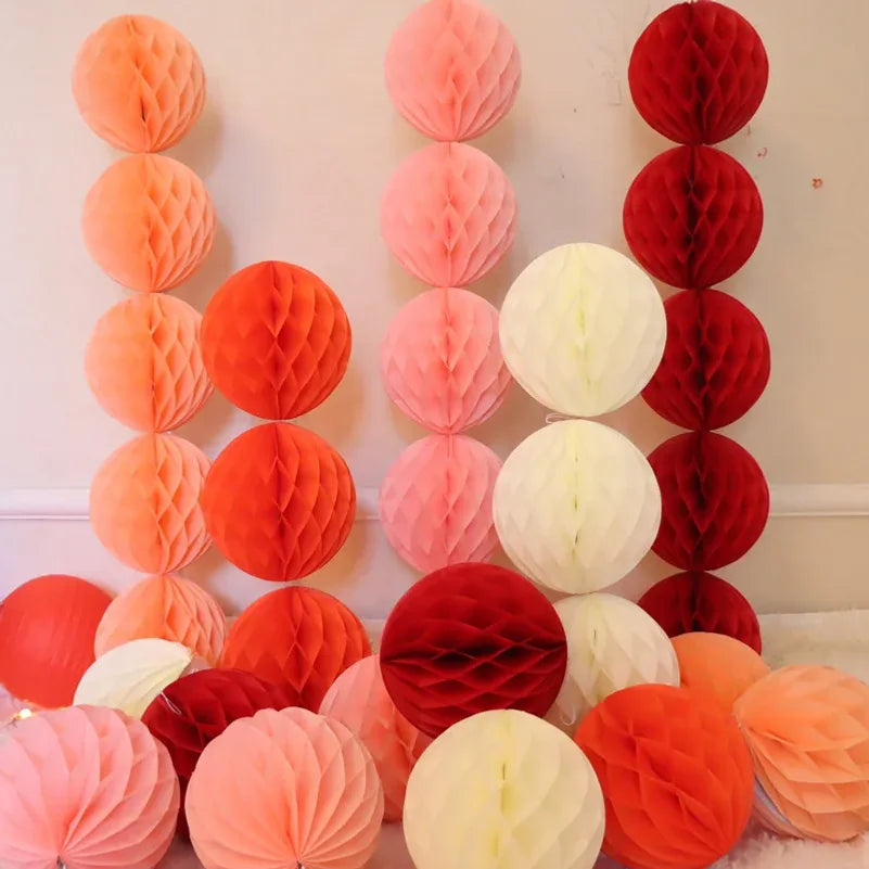 Round Honeycomb Paper Balls DIY Colorful Party Decorations