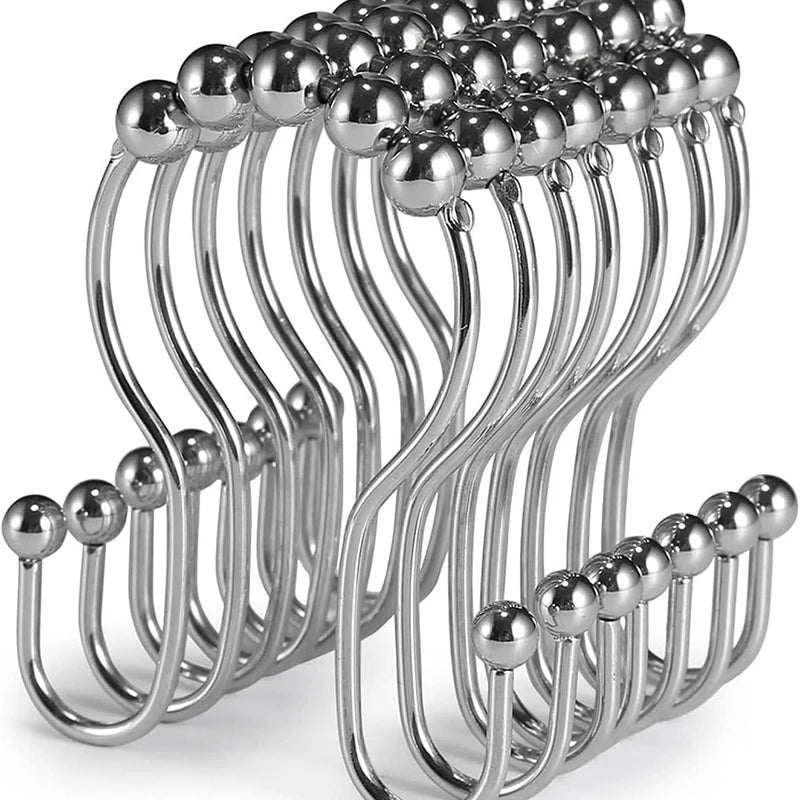 304 Stainless Steel Double Hook Shower Curtain Rings
