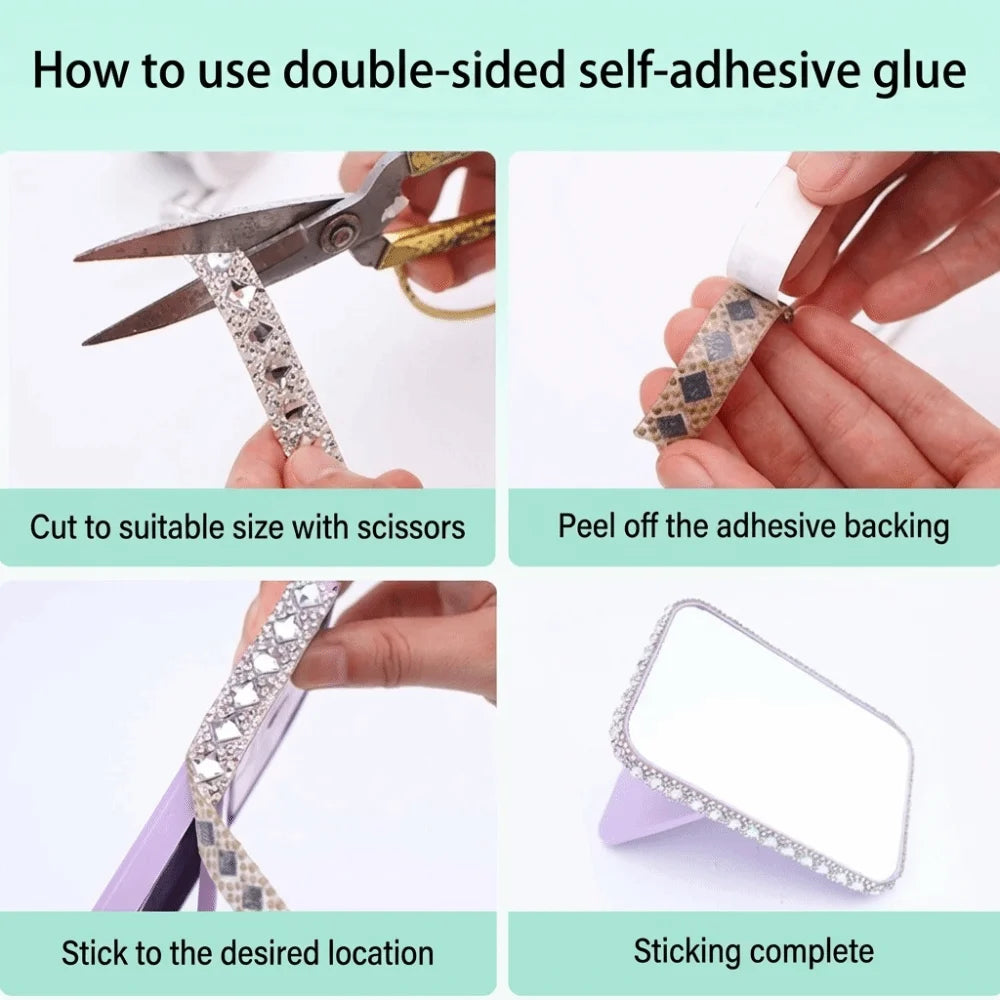 3 Yards Self-Adhesive Square Rhinestone Strip | DIY Trim