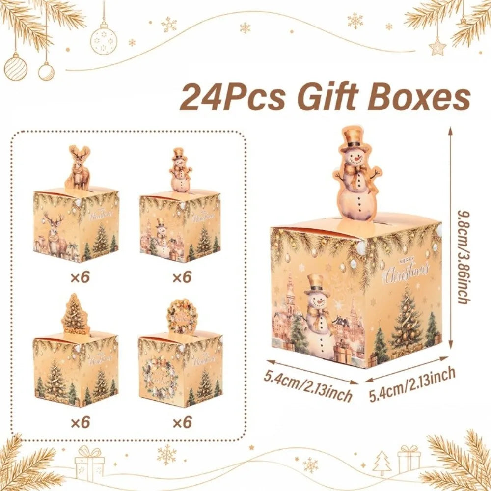 24-Pack 3D Christmas Treat Boxes – Holiday Paper Gift Boxes