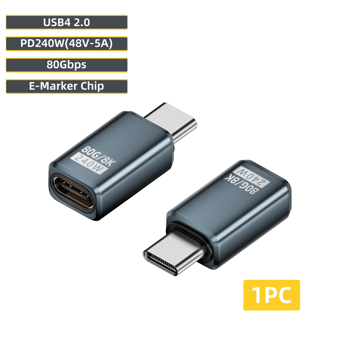 USB4 2.0 USB-C Adapter 240W 80Gbps 8K@60Hz for MacBook