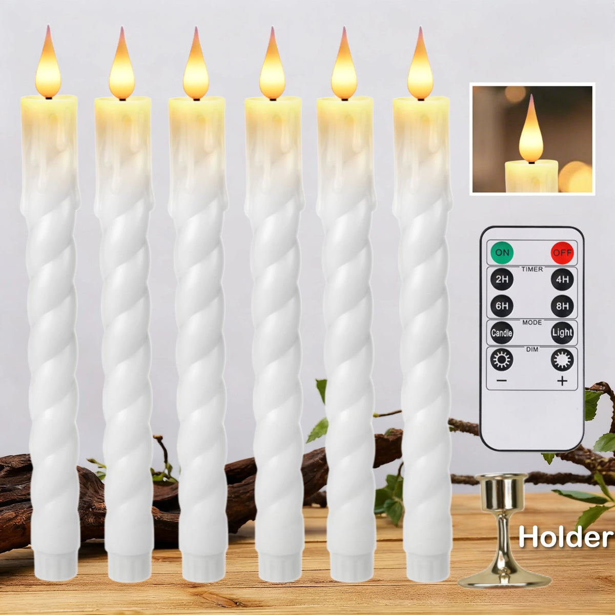 Flameless LED Taper Candles with Remote & Timer | Battery Operated