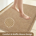 Waffle Boho Bath Rug – Non-Slip, Soft & Absorbent Mat