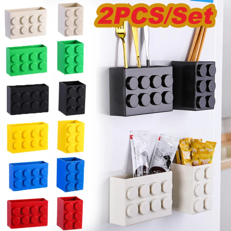 2-Pack Magnetic Storage Box Fridge Door Organizer – Punch-Free