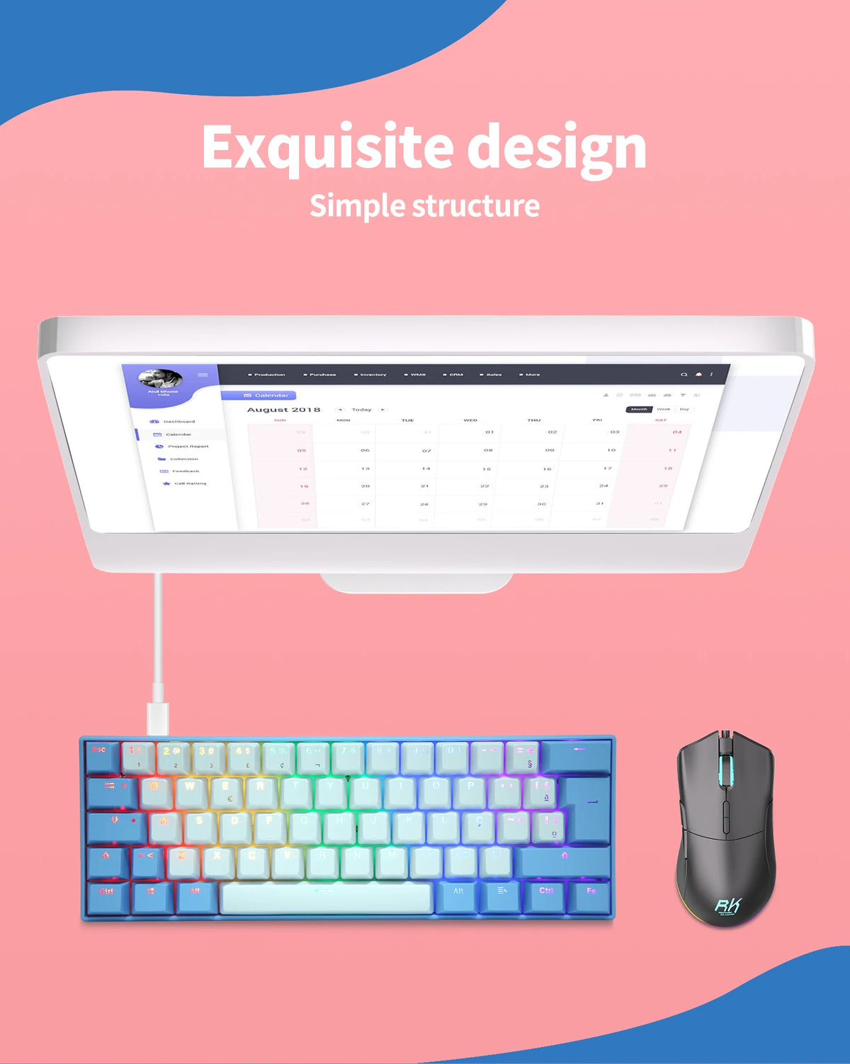 UYIQ YQ62 62-Key 60% Mechanical Keyboard – RGB Backlit USB-C