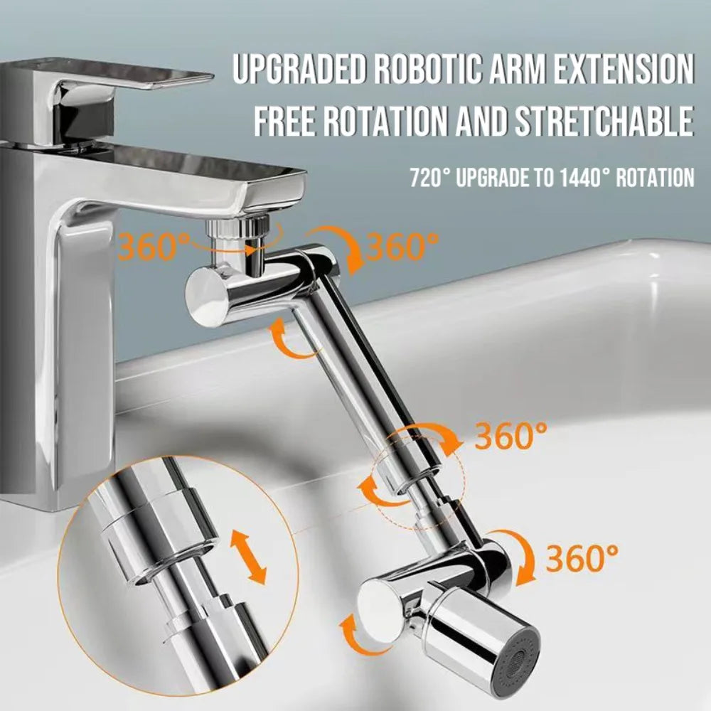 1440° Rotatable Extendable Faucet Aerator – 2-Mode Tap Bubbler