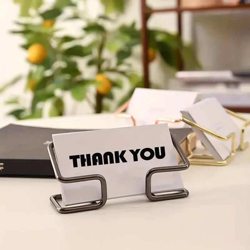 Golden Stainless Steel Desk Card Holder – VIBE Office Organizer